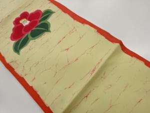 作家物　塩瀬椿模様名古屋帯